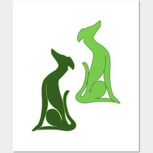 Greyhound Sitting Green Posters and Art